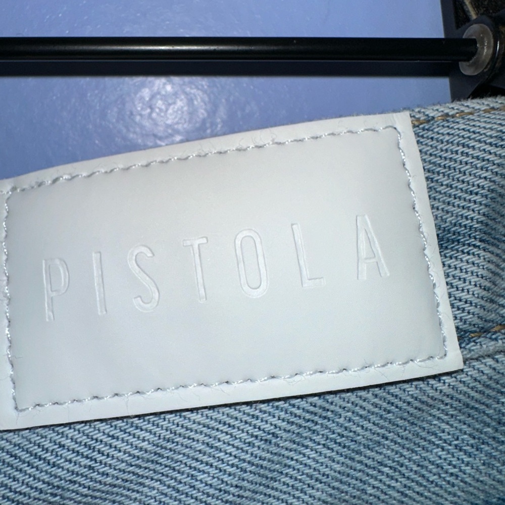 pistola Light Blue Distressed Denim Jean Shorts - Picture 6 of 7